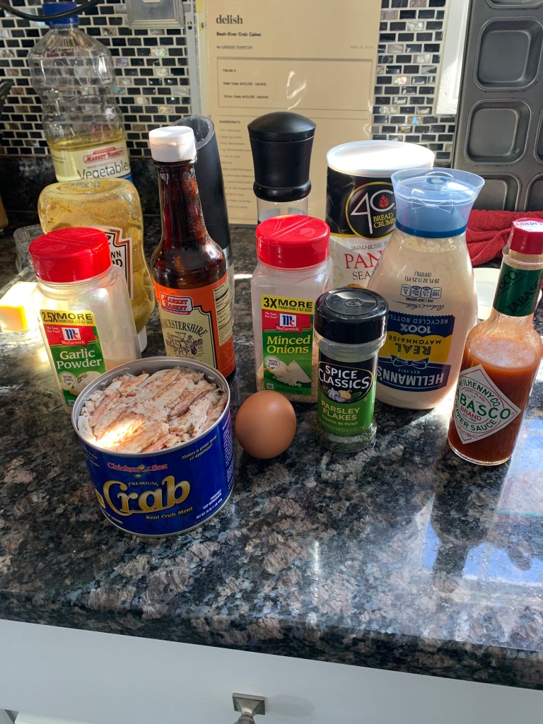 Ingredients for crab cakes